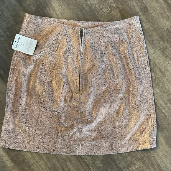 NWT Free People metallic rose gold mini skirt - Picture 7 of 7